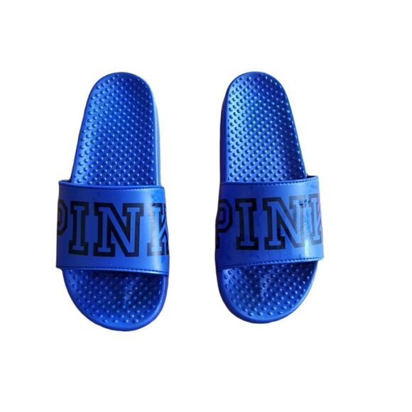 Victoria's Secret Pink bright blue slides - Picture 2 of 3